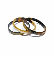 3 Handcrafted Thick Natural Buffalo Horn Bangle Bracelets 3822