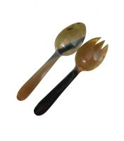 Handmade Horn Spoon & Fork Salad Mixer
