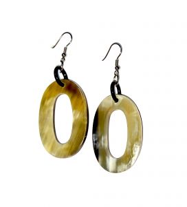 Handmade Buffalo Horn Geometric Statement Earrings
